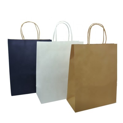 Wholesale Biodegradable Blank Gift Packaging Colored Recyclable Thickness Brown White Handles Kraft Paper Bag